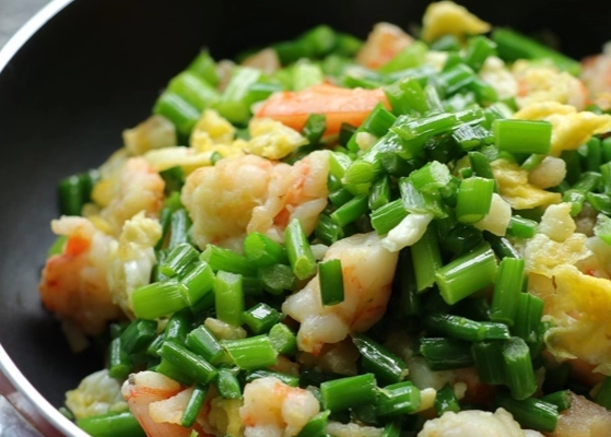 韭菜花炒蝦仁 技巧